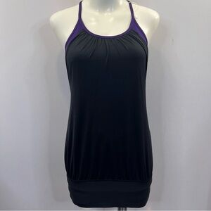 LULULEMON NO LIMITS TANK TOP BLACK WITH PURPLE  BRA size 4